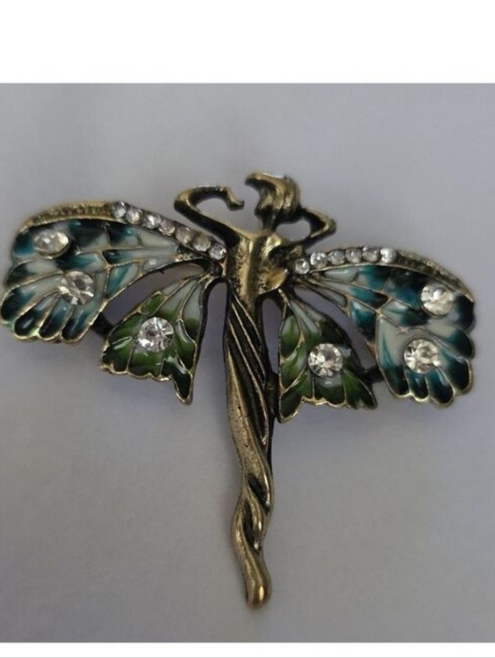 Fairy Brooch Beautiful WINGS Antique Gold Enamel Colors Necklace Combo